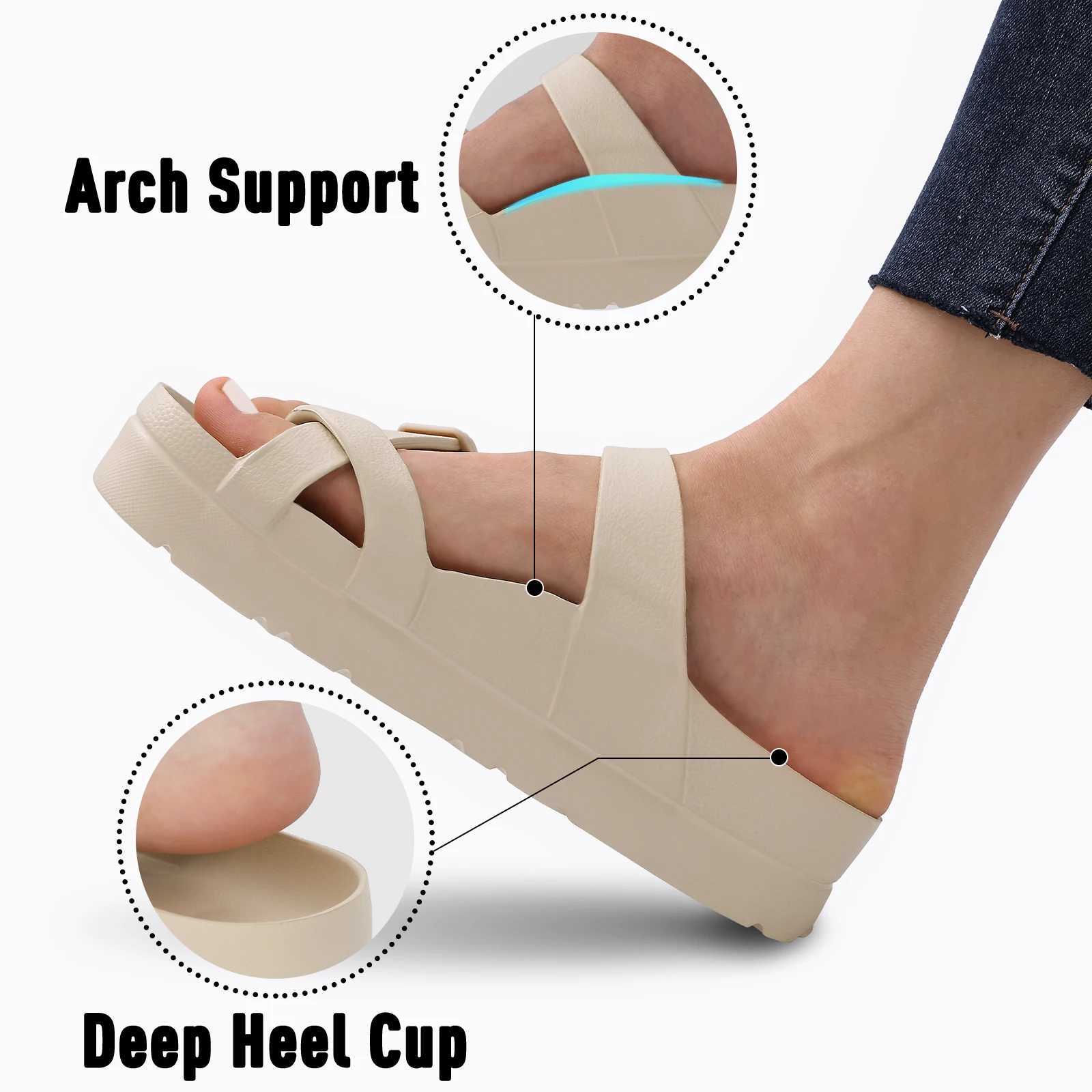 Crar Fi Platform Sandals Women EVA Insole with Arch Support Adjustable Buckle Slippers Female Outdoor Beach Slides XJ250610