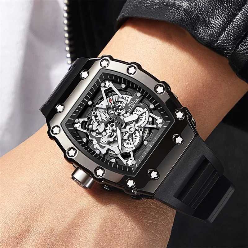 New Mens Fashion Automatic Bucket Luminous Waterproof Watch Sport Mens Sile Str Quartz Watch W250329