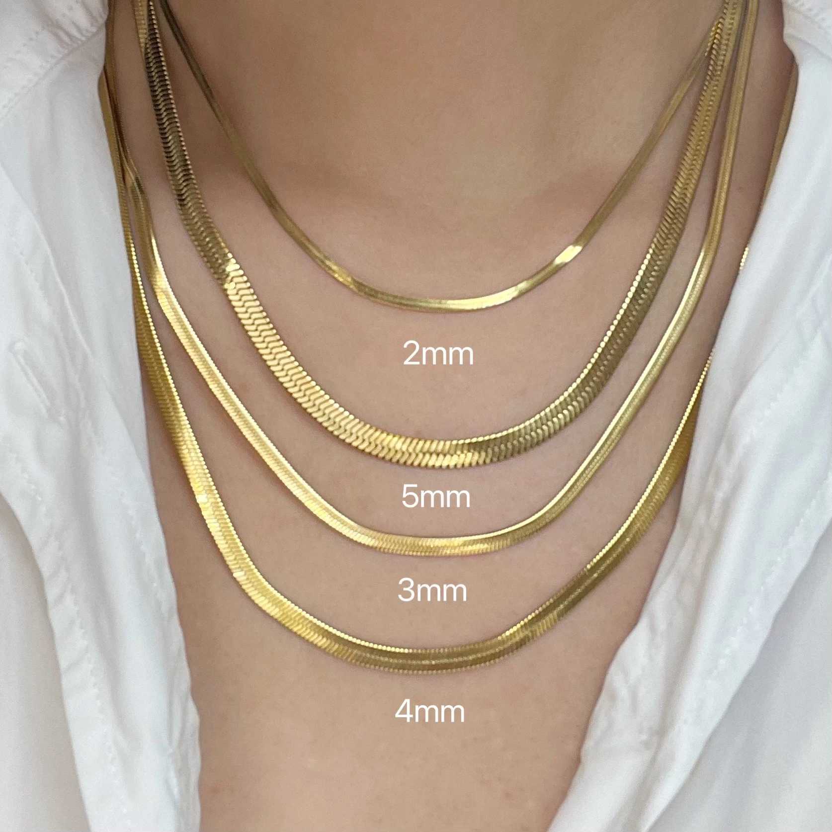 Minimst unisex snake chain necklace necklace stainless steel herringbone shape gold fashionable jewelry for women and men W250221