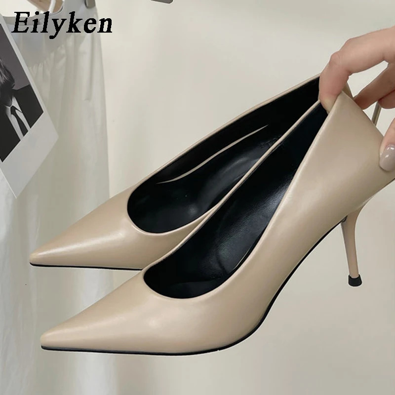Eilyken High Quality Pu Leather Sexy Shallow Pointed Toe Woman Pumps Thin High Heels Fashion Dress Sandals Ladies Shoes 250221