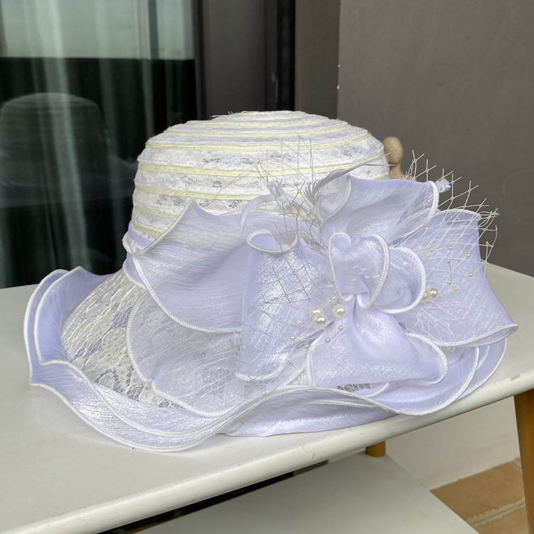 Perfect Most Satin Cloth Church Hat Deluxe Unique Pography Wedding Hat Fancy Formal Flower Fascinator Top Hat Female 24