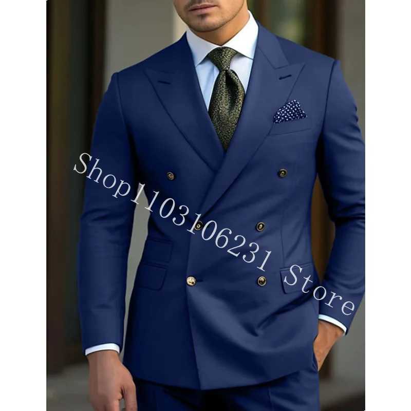 Green Mens Suits Blazer Slim Fit Double Breasted Wedding Groom Tuxedos Business 2 Pieces Suits Jacket Pants Suits MenXJ250222
