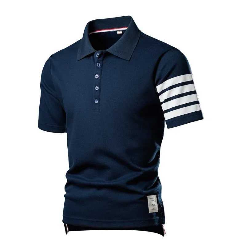 Men's Polos Mens Polo Shirt 2024 Summer New Light and Thin Solid Color Casual Elastic Slim Short Sleeve T-shirt Oversized Size Men Clothing z2502