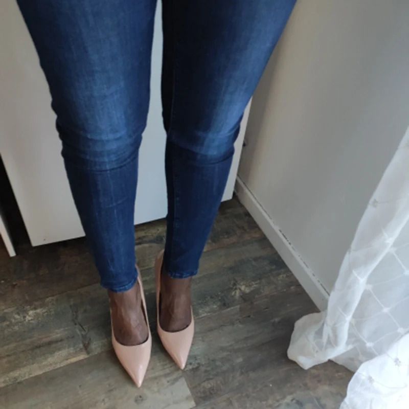 Women 7.5cm 10.5cm High Heels Wedding Bridal Classic Pumps Lady Scarpins Metallic Leather Low Heels Stiletto Nude Office Shoes 250221