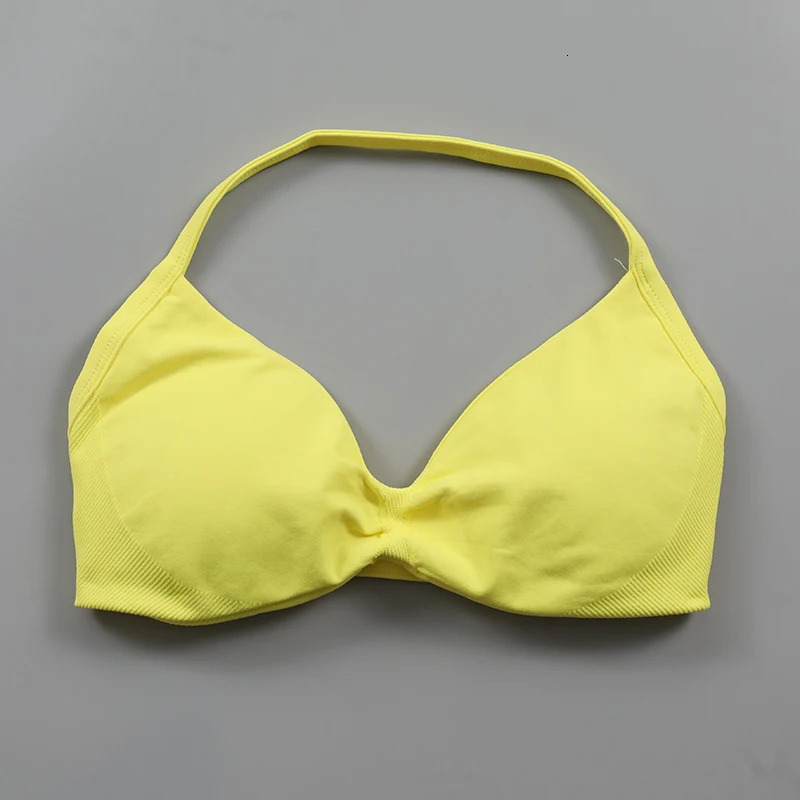 Impact Strappy Bra Women Ruched Halter Neck Workout Yoga Sports Bras Sexy Backless Seamless Gym Crop Top with Removable Pads 250221