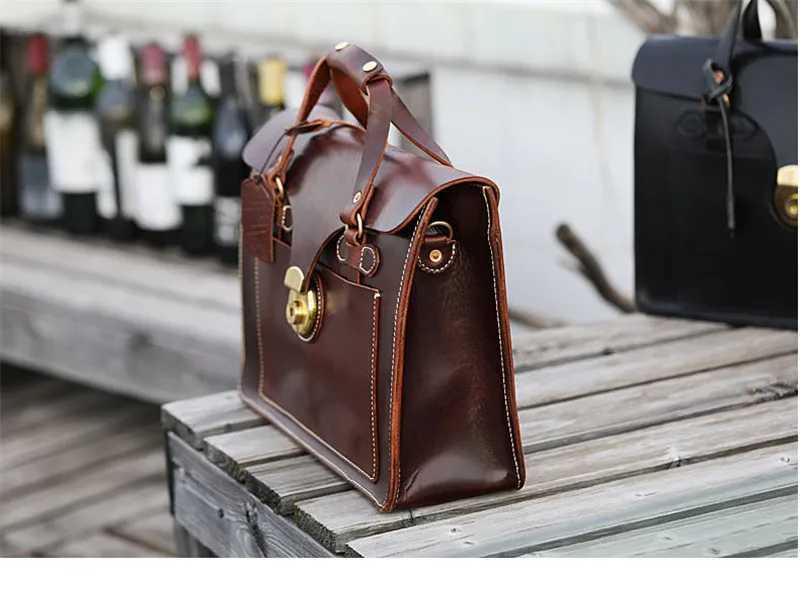 high quality luxury genuine leather men briefcase business casual designer organizer real cowhide anti-theft work messenger bag Z250220