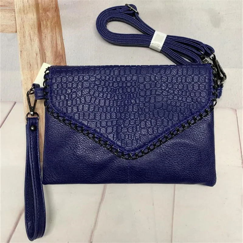 Female Shoulder Messenger Bags Casual Crossbody Bag Black PU Leather Trend Women Stone Print Chain Envelope Clutch Purses 250218
