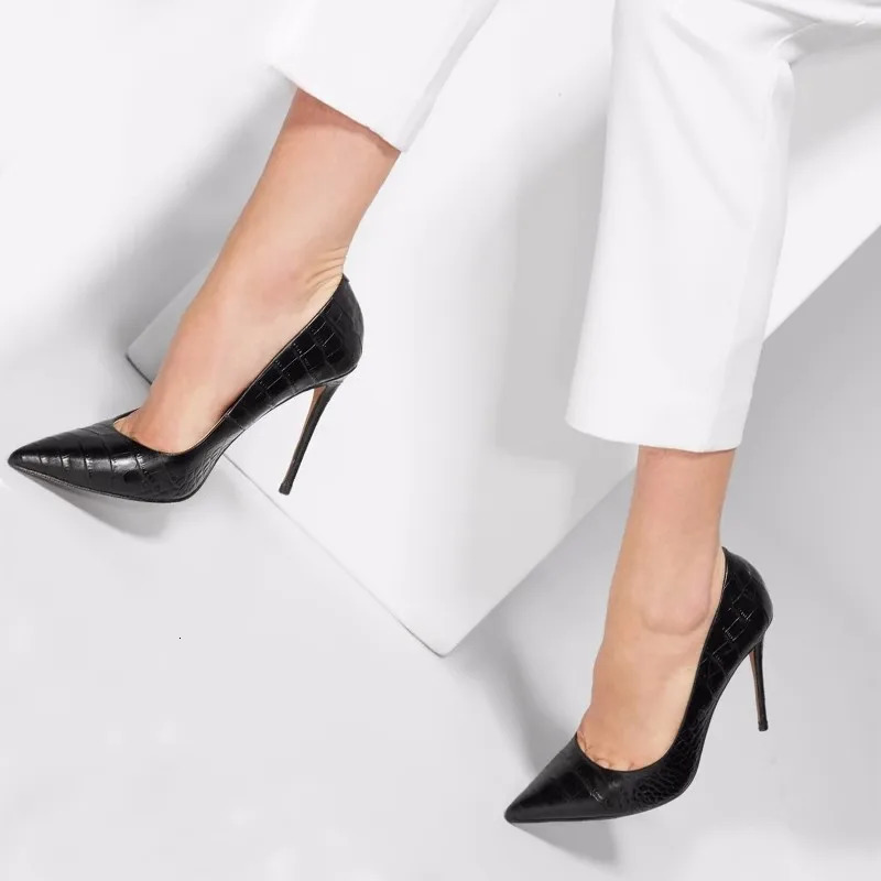 White Silver Shiny Stone Leather Pumps Stiletto High Heel Women Pointy Toe 12 10 cm Thin Heels Shallow Slip On Formal Shoes 250221