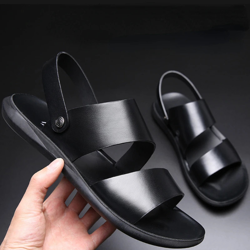 Concise Mens Sandals Quality Leather Mens Sandals Platform Men Beach Casual Shoes Fashion Comfort Male Slippers 250221