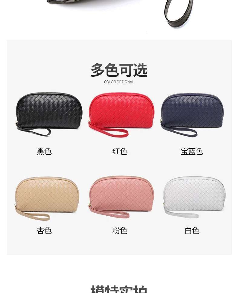 Woven Genuine Leather Lady Handbag Large Capacity Coin Purse For Women 2024 New Sheepskin Phone Clutch Bag 45