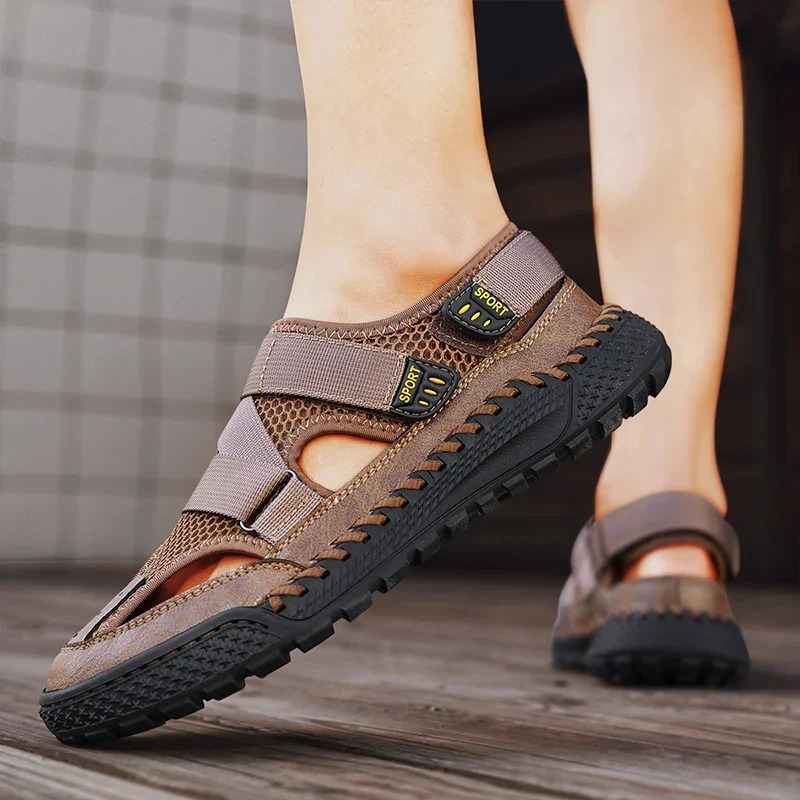 Men Sandals Comfortable Breathable Casual Shoes For Summer Office Outdoor Anti-Collision Large Size Hiking Shoes Slippers Men 250221