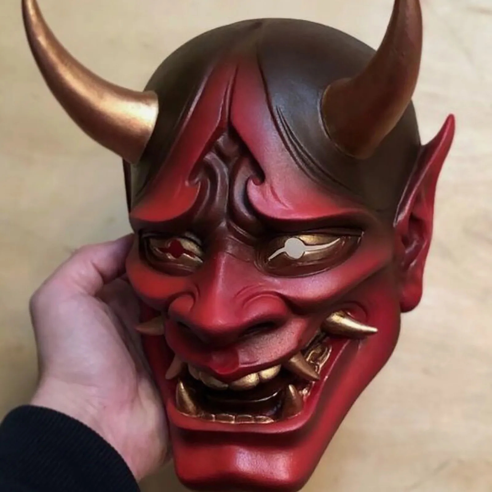 Adult Unisex Halloween Face Masks Japanese Hannya Demon Oni Samurai Noh Kabuki Prajna Devil Mask Latex Party Masks 250222