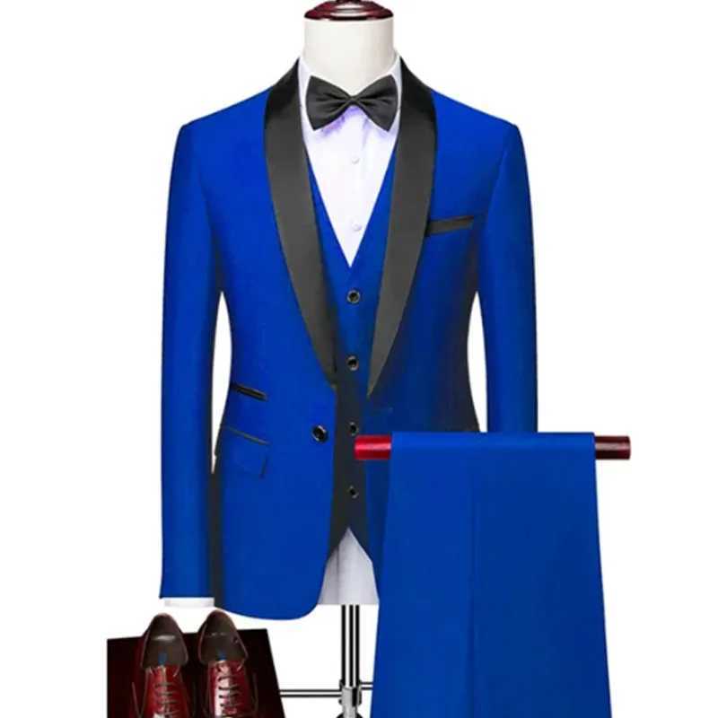 Mens 3-piece formal ultra-thin tailcoat promotion set mens groom wedding jacket high-quality mens clothingXJ250222