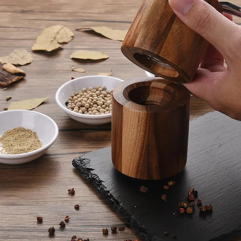 Wood Hand Pepper Grinder Salt and Adjustable Mills Gourmet Precision Mechanisms Premium Sea Peppercorns 250217