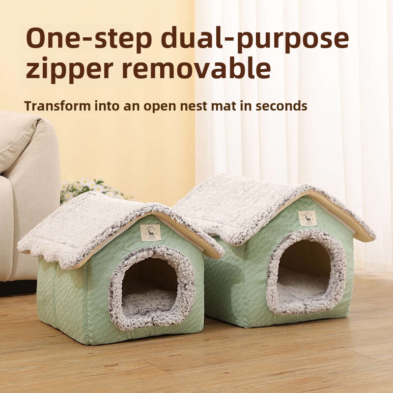 Self-heating Fleece High-sided Pet Bed, Foldable and Dual-purpose Pet Sleeping Mat, Suitable for Small and Medium-sized Dogs