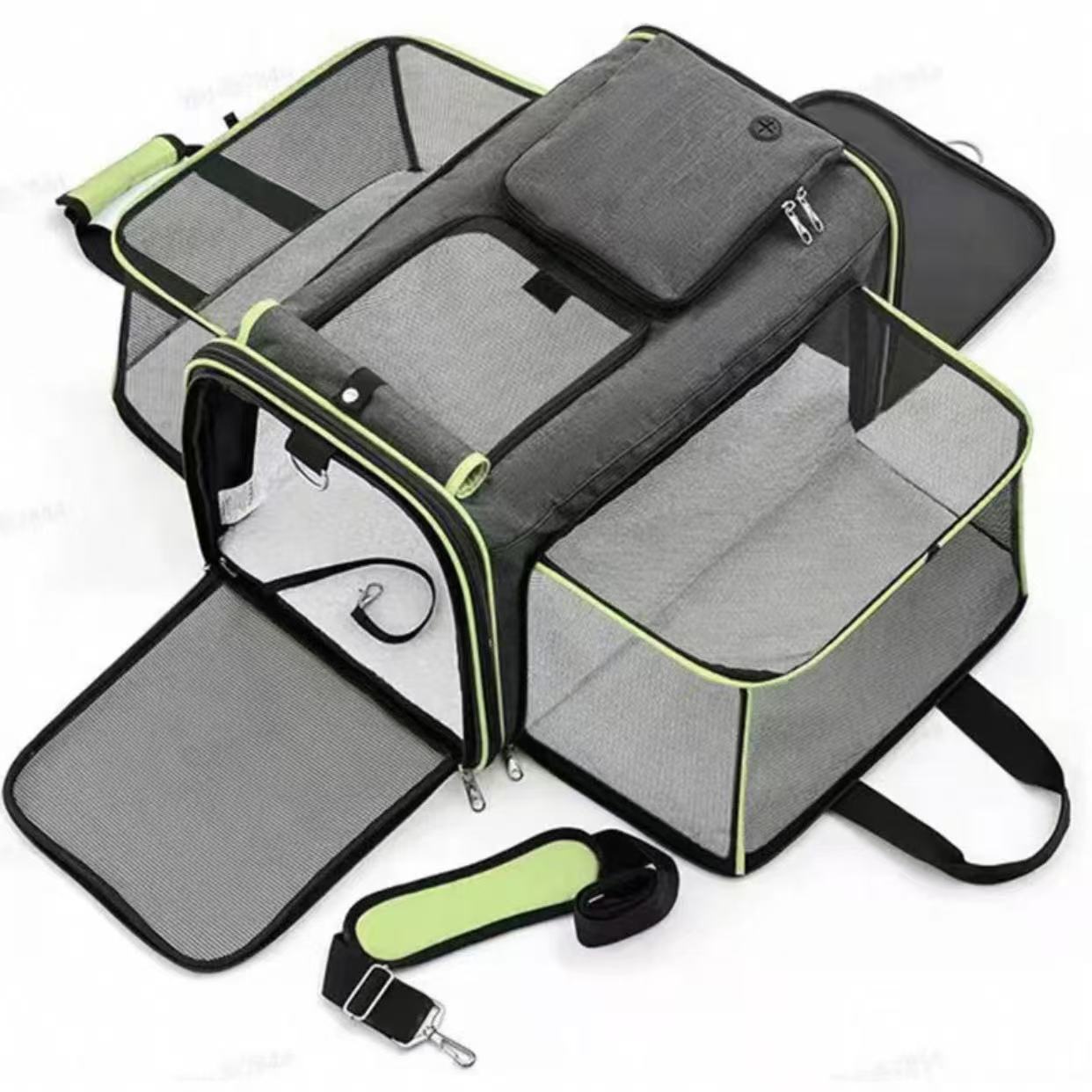 Cat bag for outdoor use, portable and breathable, large size for two cats and dogs, large capacity for carrying pets, and a cat cage
