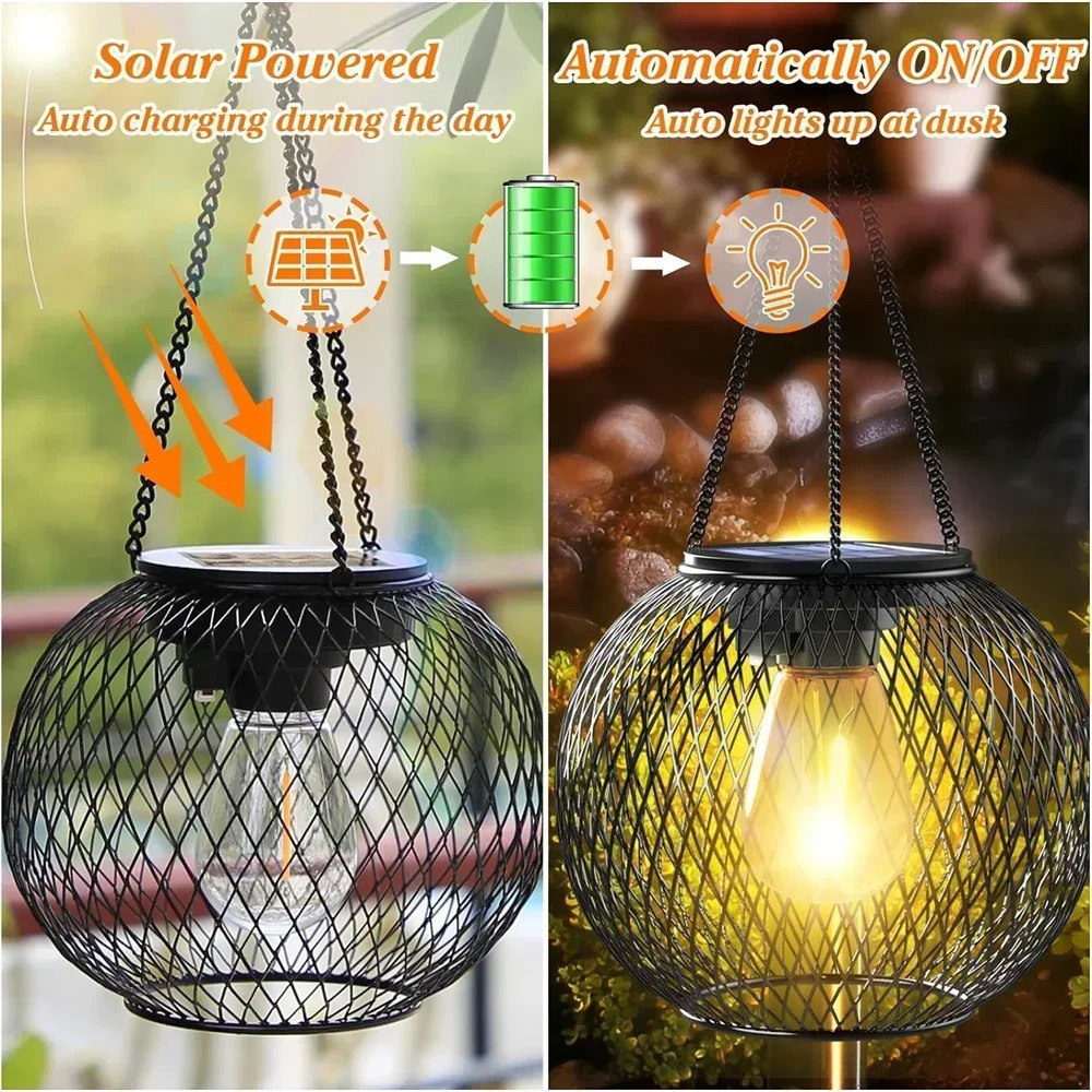 Solar Lantern Outdoor Solar Lights for Outside Decorative Outdoor Hanging Lights Waterproof Solar Lanterns yard garden lamp 250222