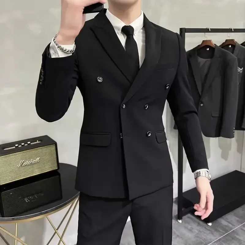 Wedding 2 Piece Outfit Set Male Slim Fit Full Mens Suits and Blazers Dress Formal Groom Clothes Elegant Spring Autumn LuxuryXJ250222