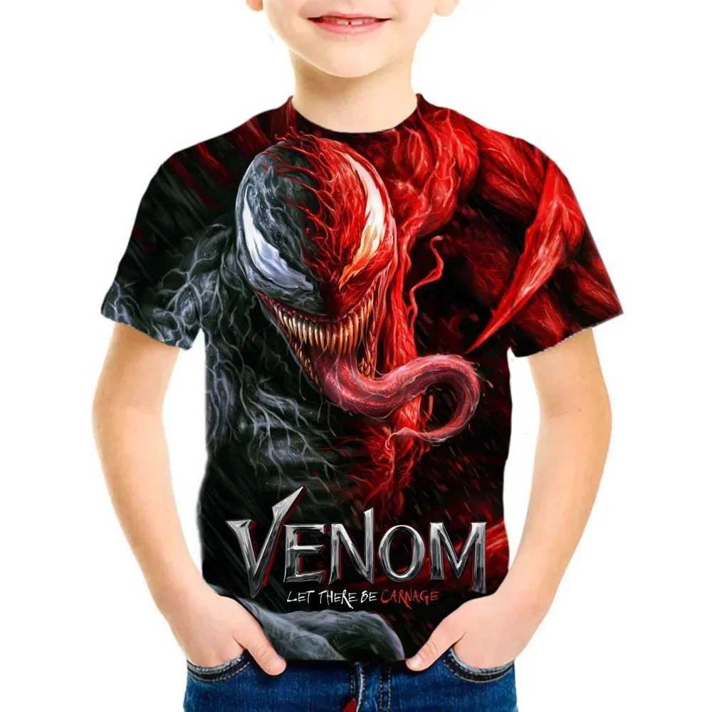 4-14 Years Kids Boys Venom Short Sleeve 3D T-shirts Tops Clothes Baby Boys Print Tees Children Clothing Kids Outfit W250221