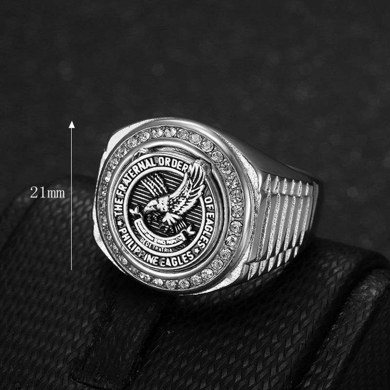 Hip Hop Philippine Eagle Casting Ring Stainless Steel Gold Plated Mens Jewelry