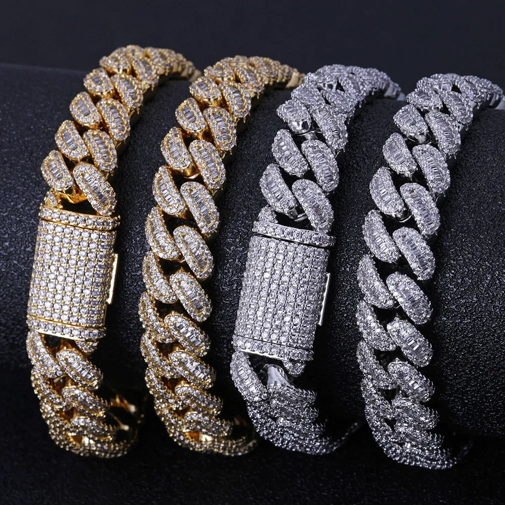12MM Cuban Link Chain Bracelet for Men Women Zircon Paved Iced Out Bling Miami Cuban Bracelet Hip Hop Jewelry 250221