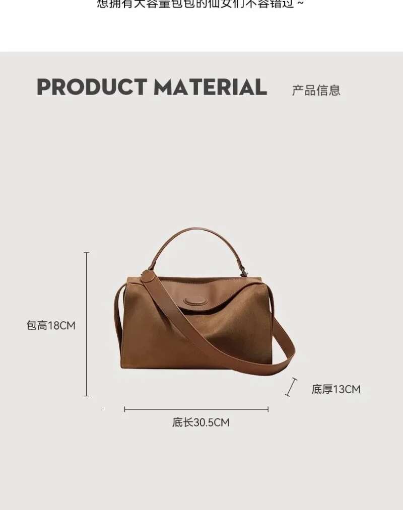 Suede Genuine Leather Boston Female Shoulder Crossbody Retro Style Handbag Bag For Women