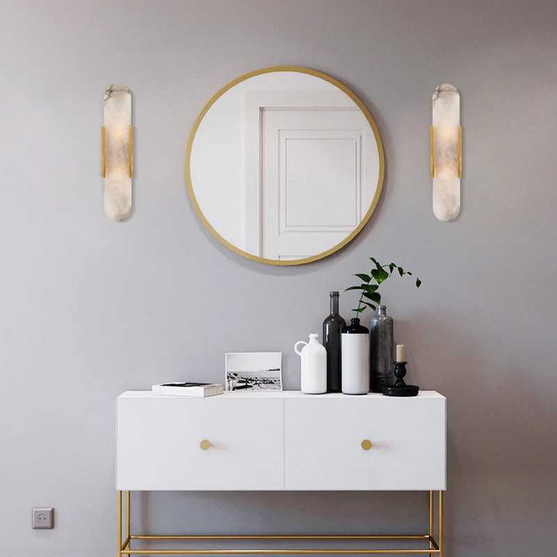 Natural Marble Sconce Light G4 Socket Wall Lamp Nordic Hardware Living Room Bedside Bedroom Bra Hotel Aisle Staircase Lighting Z250220