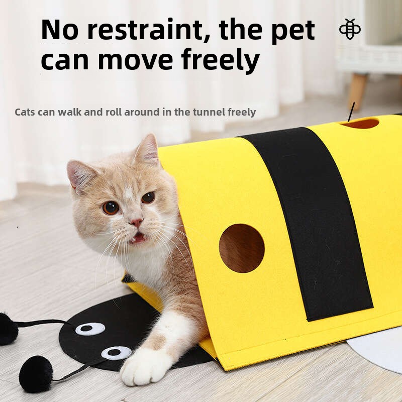 Self-Soothing Magic Patch Bee Toys with Detachable Cat Tunnel for Pets