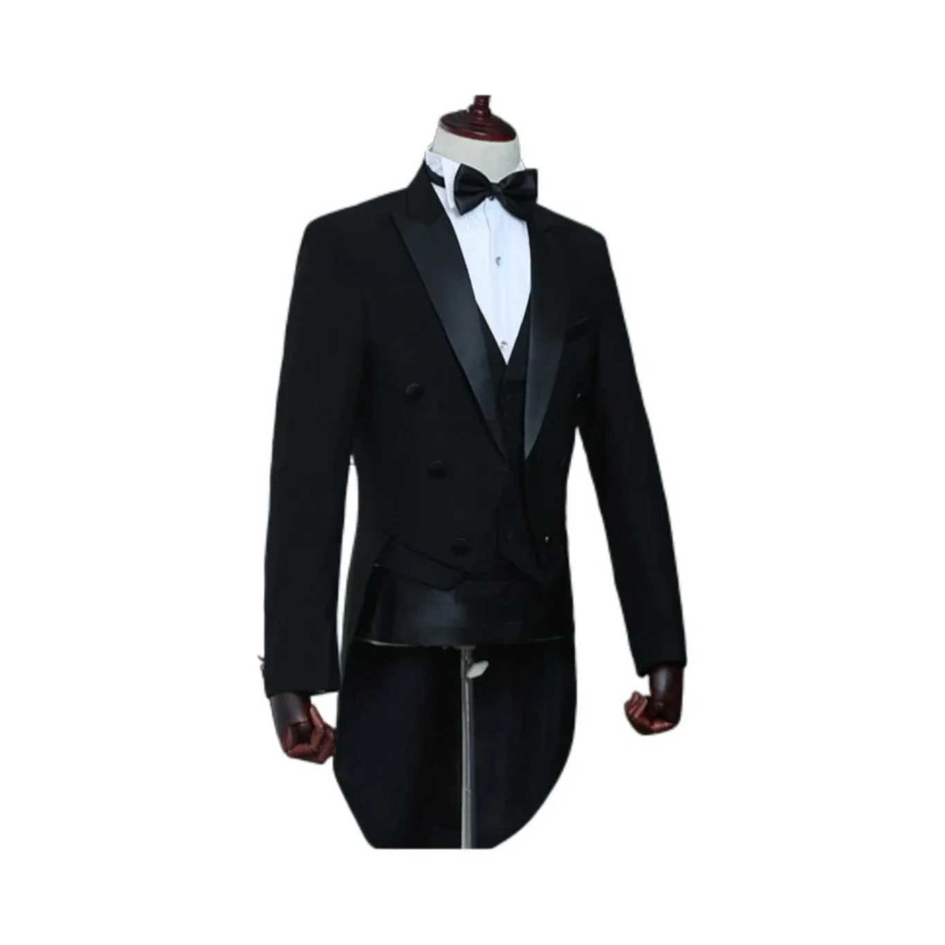Tailcoat suitable for hairdressers 3-piece jacket vest and pants set solid color formal business set wedding dressXJ250222