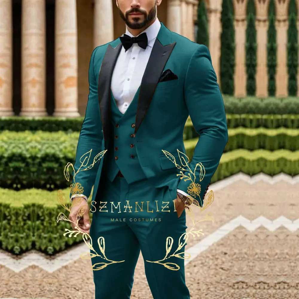 Latest Design Light Green Men Suit Business Formal Groom Groomsman Wedding Party Prom Male Tuxedos 3 Piece Blazer Vest PantsXJ250222