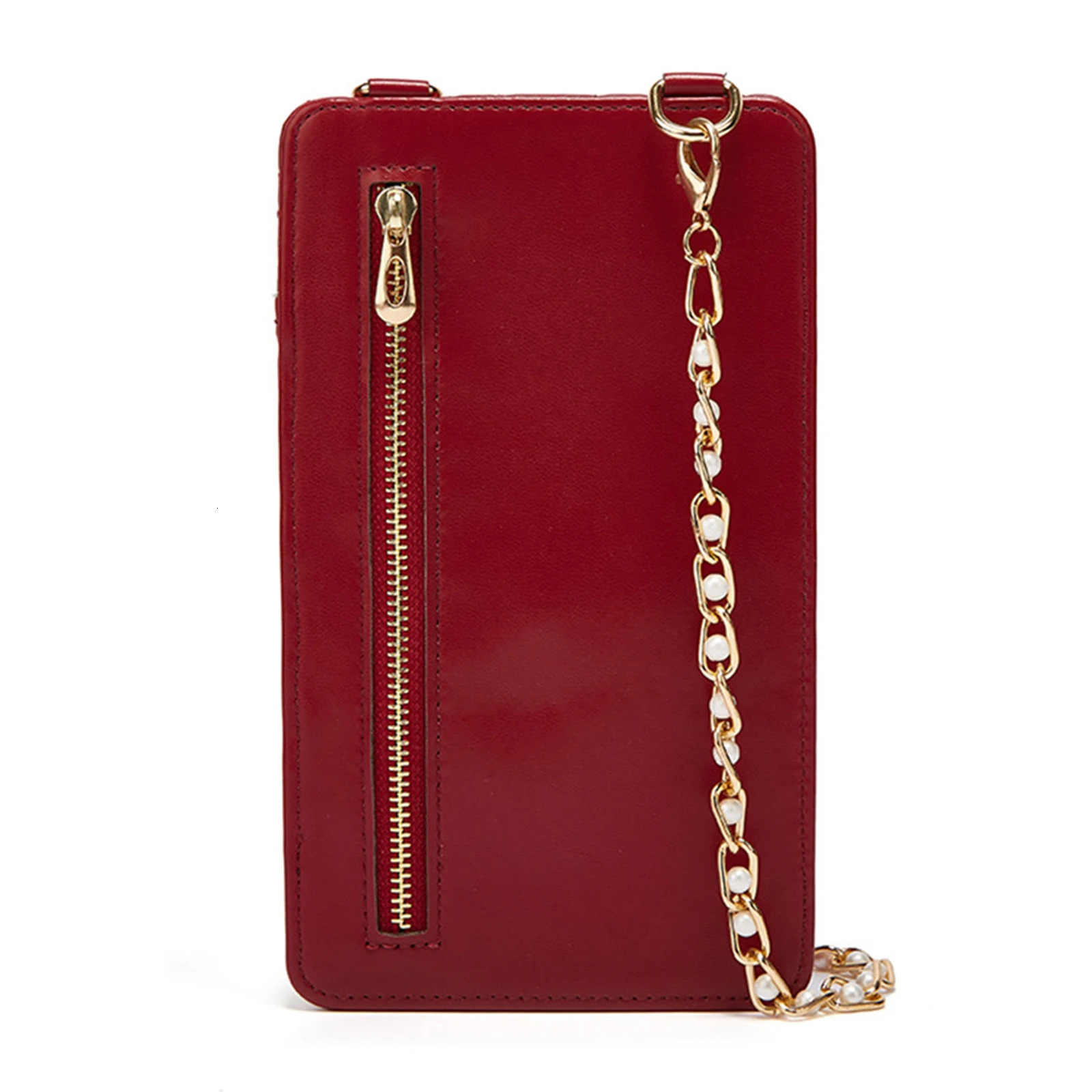 Ship from US Women Check Pattern Chain Phone Pocket Bag Large Capacity Durable Small Shoulder Bags Business Pu Leather Female Crossbody 250303FBB
