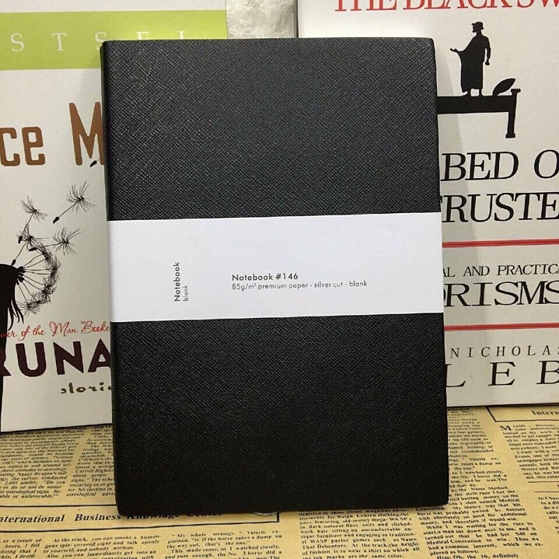 wholesale hot sell 146 Notepads Black /blue Leather Cover Agenda Handmade Note Book luxurs Periodical Diary Business Notebook A5