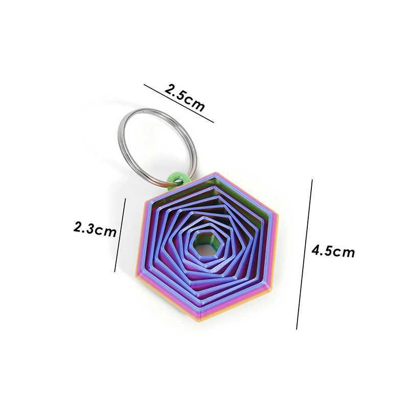 Novel Creative 3D Printing Hexagonal Stress Keychain Funny Gadgets Sensory Toys Childrens Toy Birthday Gift Free shipping