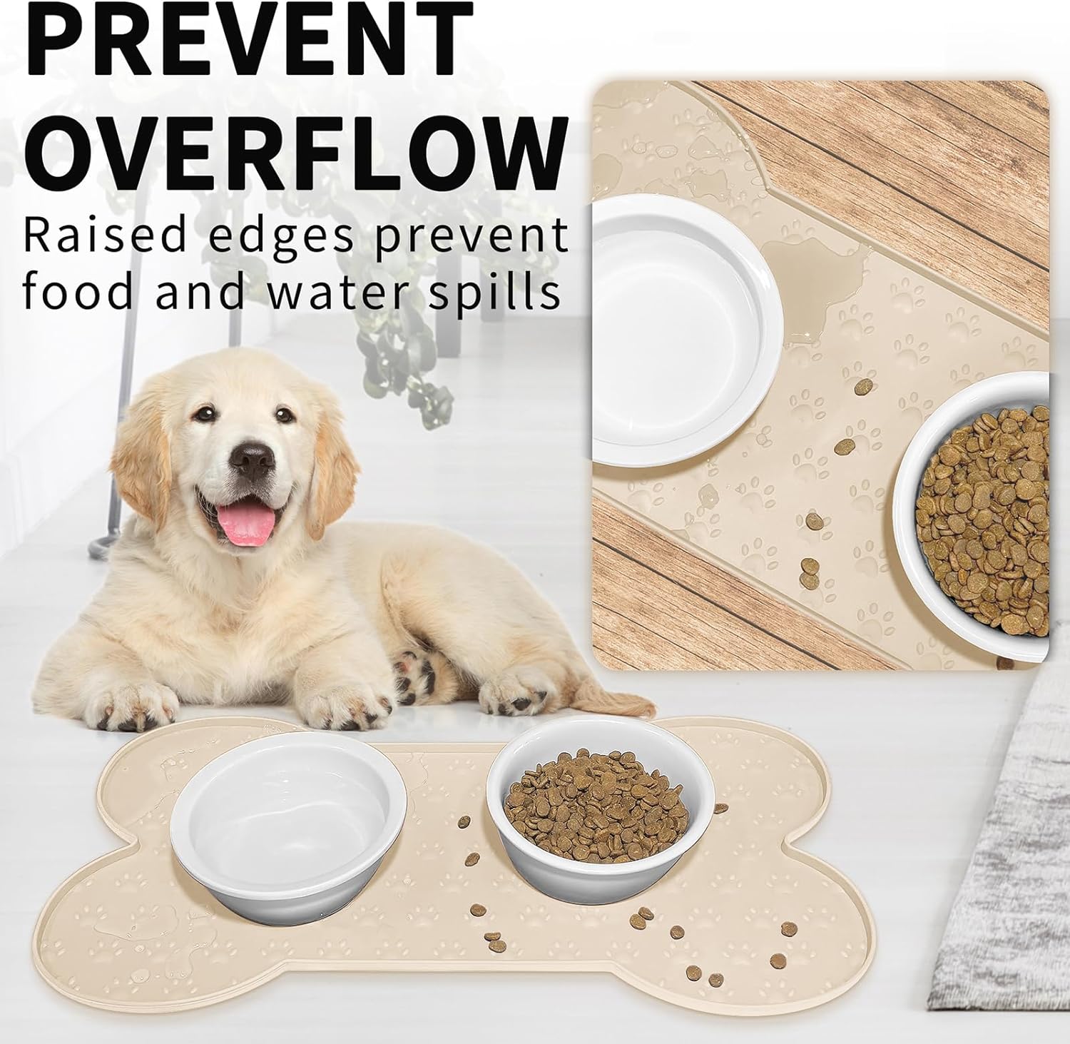 2026 New Dog Food Non-Slip Silicone Bowl Thickened Pet Placemat Waterproof Feeding Mat Suitable For Small Medium-Sized Dog Cat Eating Tray Free Shippi