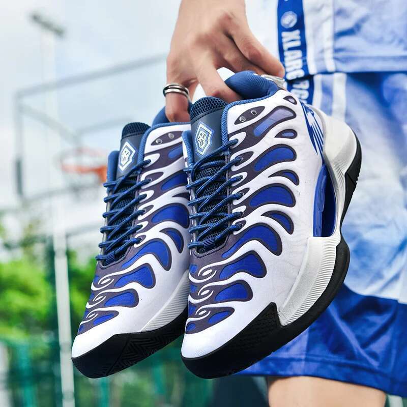 High-quality Men's Refl ective Bas ketball S neakers Men M esh Outdoor Rubber Anti Slip Sports Training Shoes Male