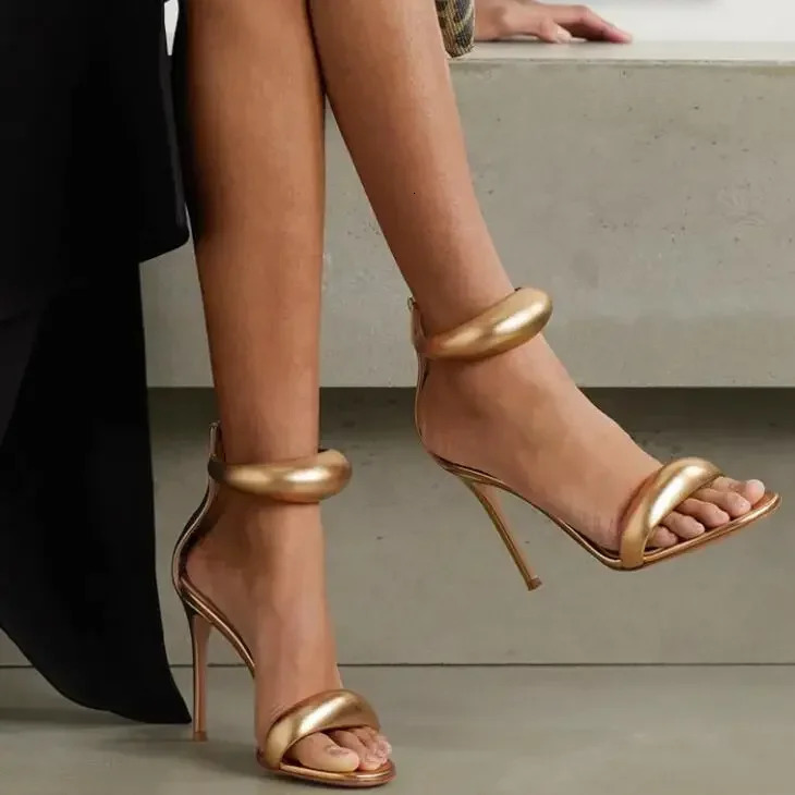 Sandalias alto fino para mujer zapatos boda dorados calzado de banquete estilo simple 250221