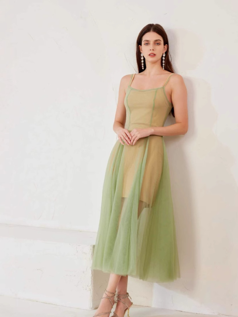 MU280 Spring and Summer New Swing Skirt Holiday Party Dress