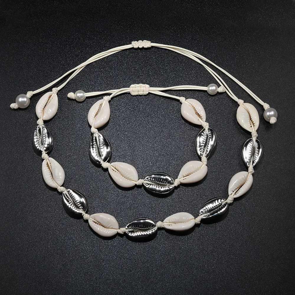 Shell Necklace Bracelet Bohemia Nature Seashell Cowrie Charm Necklaces For Women Choker Rope Chain Bracelets Summer Jewelry GiftXJ250222