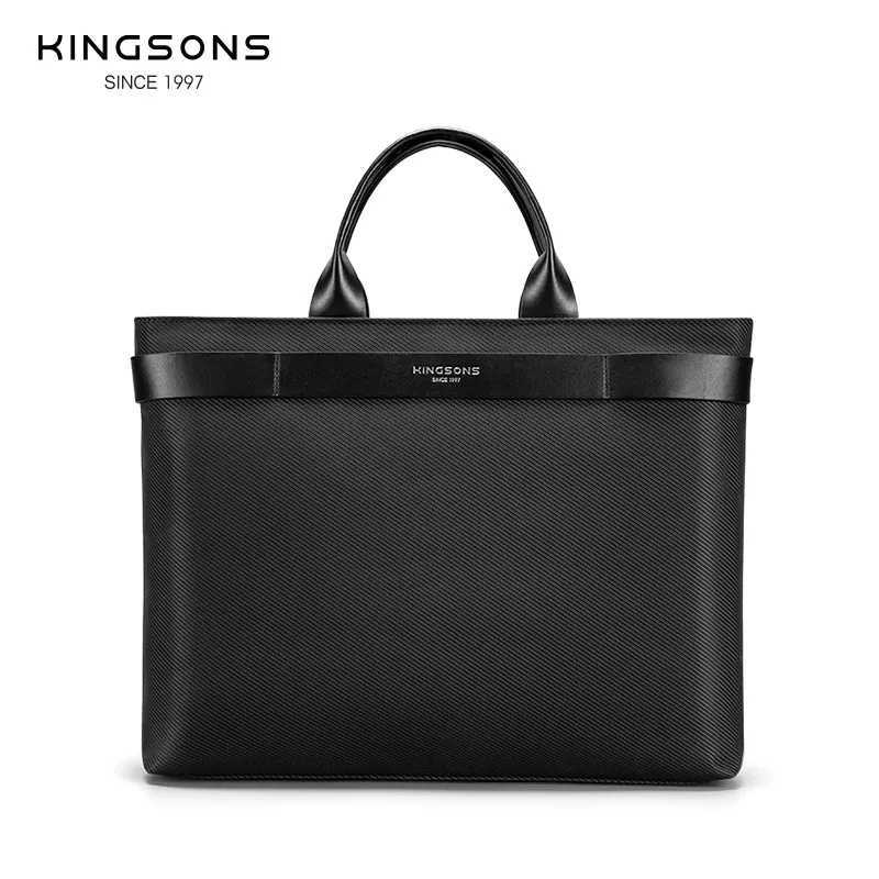 Kingsons 2024 Men Women Fashion Business Briefcase 15.6 inch Laptop Bag Waterproof Top-Handle Bag Classic Black Handbag Z250220