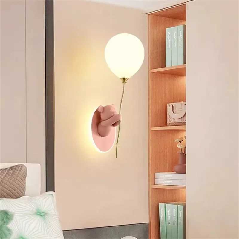 Creative Bear Wall Light Cartoon Balloon Light For Childrens Room Study Bedside Macaron Wall Lamp Artistic Decor Ambiance Lamp Z250220