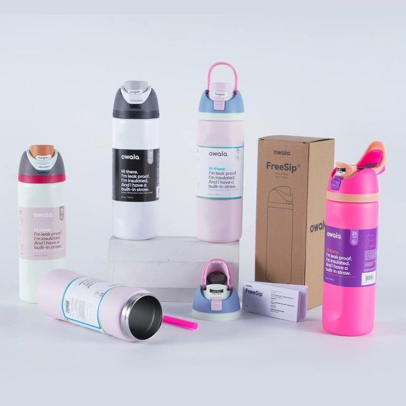 Owala 24oz 32OZ Cat Cups Vacuum Flasks Thermoses Water Bottles Drinkware Thermo Stainless Steel Tumbler Thermal Original Cold Coffee Mugs