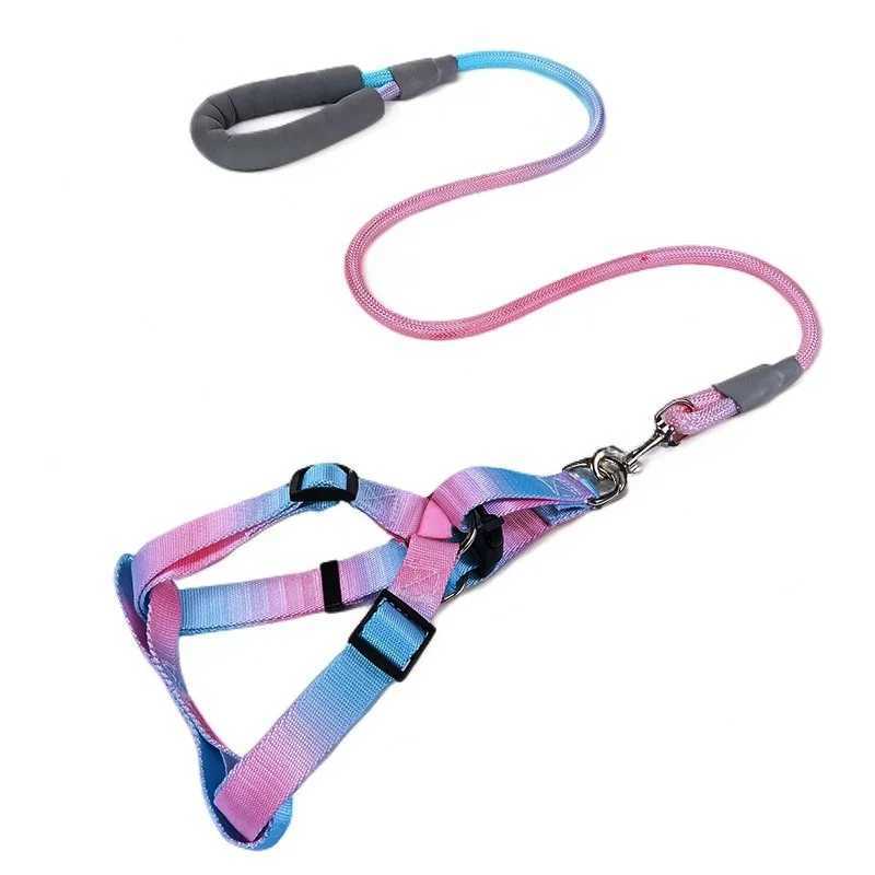 Gradual Colorful Dog Harness With Leash and Dog Leash Set Nylon Adjustable Dog Harness Walking Leash Strap Small Medium Large Size Y250704