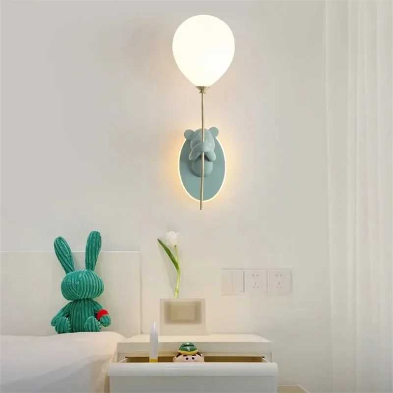 Creative Bear Wall Light Cartoon Balloon Light For Childrens Room Study Bedside Macaron Wall Lamp Artistic Decor Ambiance Lamp Z250220