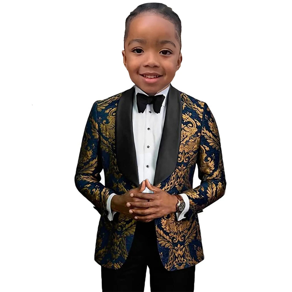 24H Ship Floral Suit Set For Kids 3 Pieces Formal Boys Suit Set Formal Wedding Ring Bearer Child Tuxedo Performance Tuxedo 250221