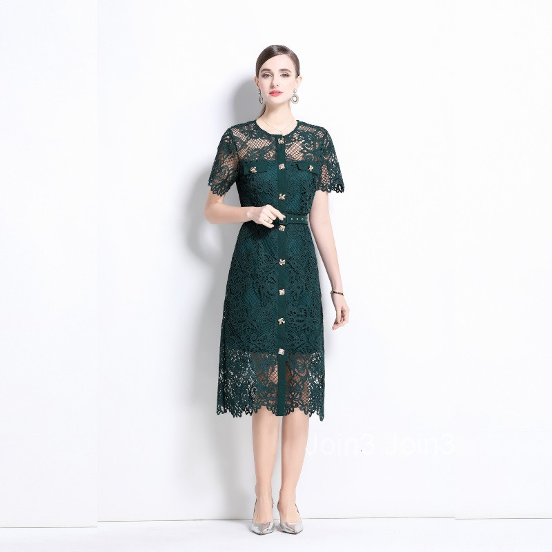 Spring and Summer Fashion Show New Style Embroidered Long Skirt Elegant temperament Single breasted Dress