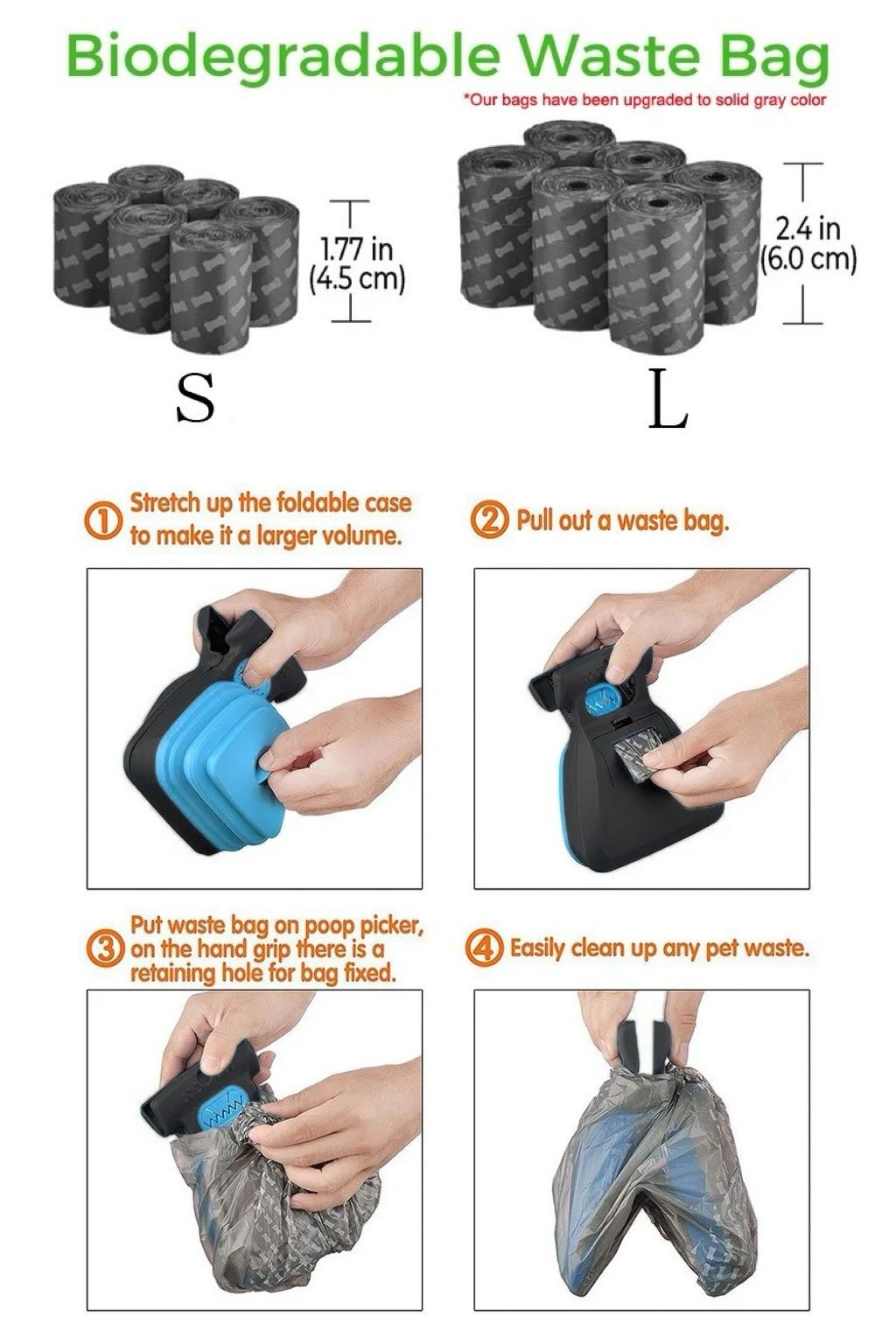 Pet Pooper Scooper Travel Kit - Compact & Portable Waste Collector with Biodegradable Bags Included