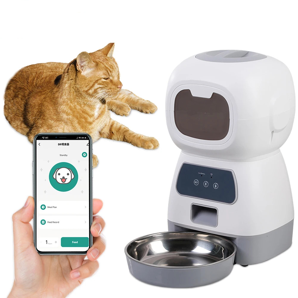 3.5L Automatic Pet For Cats WiFi Smart Swirl Slow Dog Feeder With Voice Recorder Large Capacity Timing Cat Food Dispenser