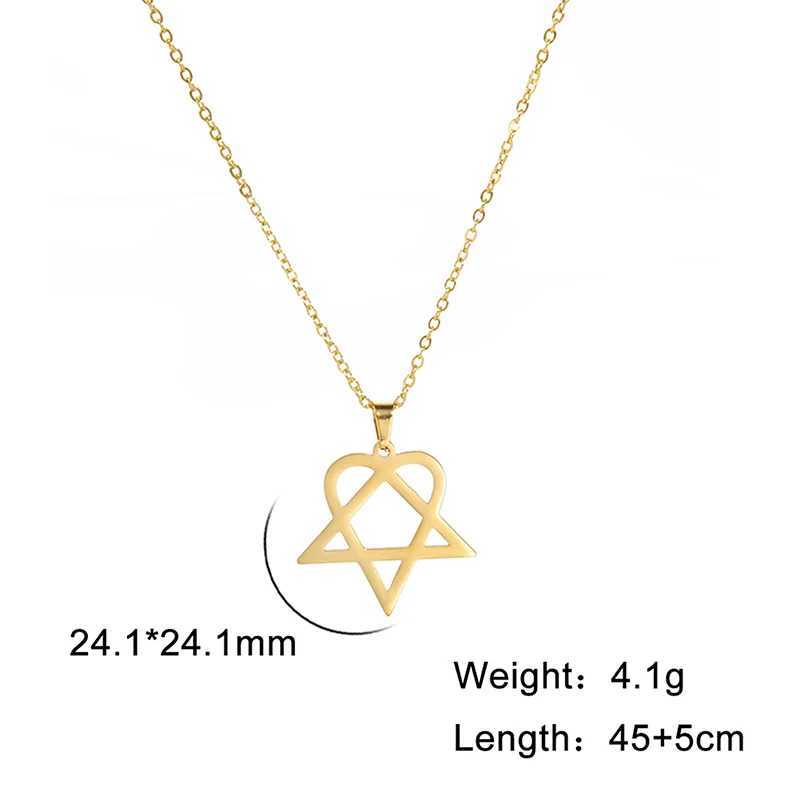 Classic Simple Personty Heartagram Star Heart Stainl Steel Pendant Necklace Mens Womens Fashion Star Of David Necklace W250221