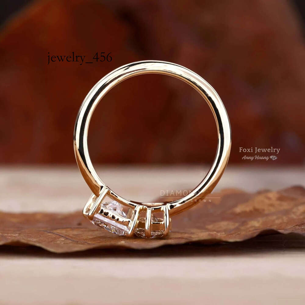 Sterg Sier GRA VVS Moissanite Toi Et Moi 1.69 TW Pear and Princess Cut Lab Grown Dia Engagement Ring Women