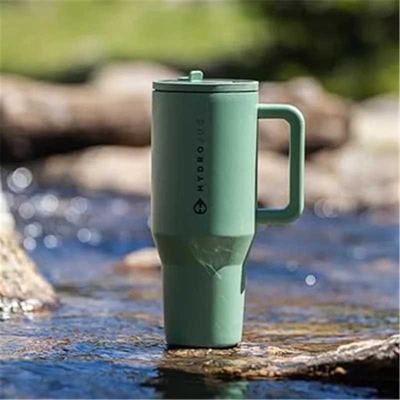 HydroJug 32oz with Handle Flip Straw BPA- Travel Leak Resistant Car Cup Stainless Steel Water Bottle hydro jug Y250221